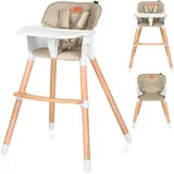 LIONELO Koen Kinder Hochstuhl 2in1 verstellbarer Stuhl, abnehmbares Tablett, rutschfest, 6 bis 36 Monate, 5-Punkt-Sicherheitsgurt, KinderHochstuhl, Babyhochsitz, Belastbarkeit bis 15 kg / 30 kg Beige