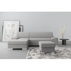 Ecksofa DOMO COLLECTION "Anzio L-Form", grau, B:271cm H:85cm T:160cm, Sofas, wahlweise mit Bettfunktion und Federkern