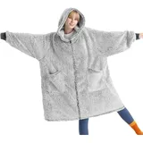 BEDSURE Decke mit Ärmel Hoodie Decke- Ärmelndecke zum Anziehen, Sherpa Kuscheldecke mit Ärmeln und Kapuze, extra weich Sweatshirt Decke Pullover, tragbare Decke Ganzkörperdecke als TV Decke