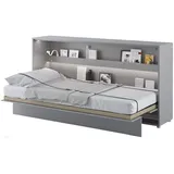 Schrankbett Bed Concept, Wandklappbett mit Lattenrost, V-Bett, Wandbett Bettschrank Schrank mit integriertem Klappbett Funktionsbett (BC-06, 90 x 200 cm, Grau/Grau, Horizontal)