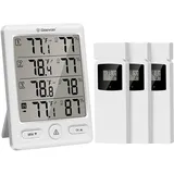 Geevon Funk Thermometer Innen Außen Mit 3 Fernsensoren, Thermometer Hygrometer F