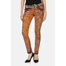 Cipo & Baxx "Jeans", Damen, Gr. 28, Länge 34, orange, 63% Baumwolle, 34% Polyester, 3% Elasthan, unifarben, slim fit lang, Jeans Slim-fit-Jeans, Im 5-Pocket-Style, WD445