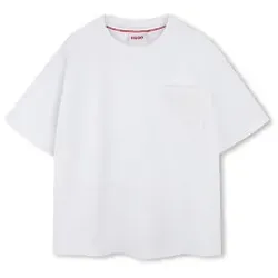 HUGO für Jungen. G00342 Kurzarm-T-Shirt weiß (12años= 138cm), Lässig, Baumwolle, Kinderbekleidung