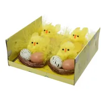 Decoris Küken Nest Ostern Nest Chenille gelb Ø 5cm