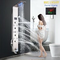 Edelstahl LED Duschpaneel Wasserfall Regendusche Körper Massagedüsen Duschsäule