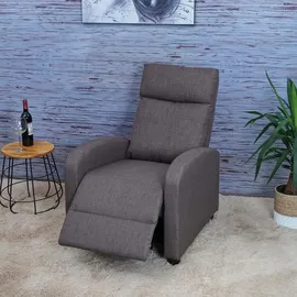 Mendler Fernsehsessel HWC-F76, Relaxsessel Sessel Liegesessel, Liegefunktion verstellbar Stoff/Textil ~ grau-braun