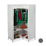 Relaxdays 3 x Eckkleiderschrank Stoff weiß Weiß,Schwarz