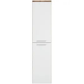 Badplaats - Badezimmer Badschrank Saturnus 130cm Eiche Weiß - Regal Schrank