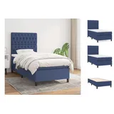 vidaXL Boxspringbett mit Matratze Blau 90x200 cm Stoff