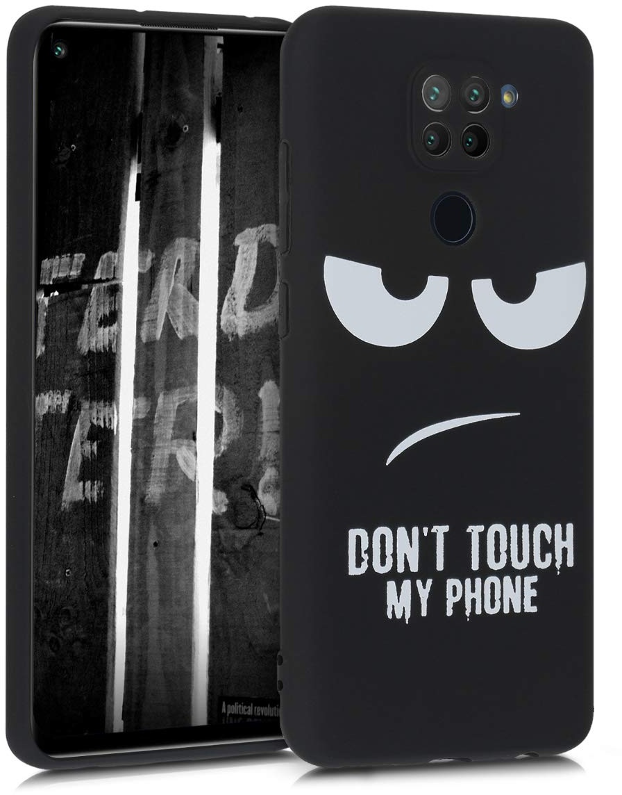 kwmobile Hülle kompatibel mit Xiaomi Redmi Note 9 - Handyhülle Silikon Case - Don't Touch My Phone Weiß Schwarz