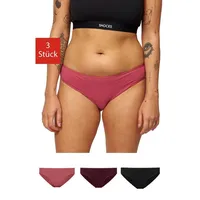 SNOCKS Damen Unterwäsche Slip aus Bio-Baumwolle (3er Pack) - Unterhosen Frauen Klassisches Schlichtes Design - Kein Einschneidendes Gummiband - Gr. M - Farbe Mix (Apricot/Mauve/Schwarz) - M