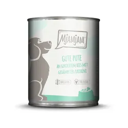 MJAMJAM Leckere Mahlzeit 800g Dose Hundenassfutter 6 x 800 Gramm gute Pute an gekochtem Reis mit gedämpfter Zucchini