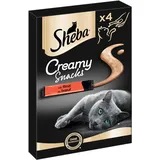 Sheba Creamy Snacks für Katzen mit Rind cremige Leckerei in Portionsbeuteln 11 x 4 x 12g