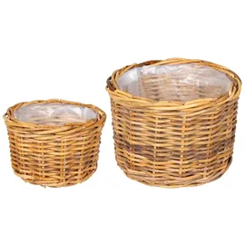 vidaXL Blumentopf Korb mit Speicher 2 pcs  Braun