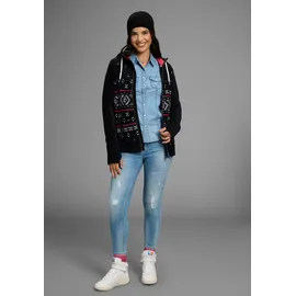 KangaROOS Fleecejacke in Schwarz-pink | Gr.: 52/54,