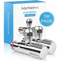 Bächlein Eckventil selbstdichtend [2er Set], 1/2 Zoll Eckregulierventil für Kalt- und Warmwasserleitungen mit klassischem Schraubverschluss
