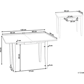 Beliani Ausziehtisch 90/120 x 76 x 60 cm braun