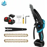 Akku-kettensäge 1200w Elektrische Kettensäge, 6 Zoll Kabellose Mini-elektro-kettensäge Für Makita 18v - Einstellbare Geschwindigkeit Zum Holzschneiden - Blau Mit 2 Akkus