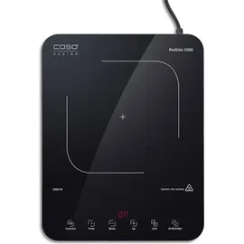 CASO Design CASO ProSlim 2000 - Mobiles Induktionskochfeld, 2000W, 10 Leistungs- & Temperaturstufen, Sensor-Touch, LED-Anzeige, Auto-Topferkennung, Timer, Überhitzungsschutz, Kindersicherung, Schwarz