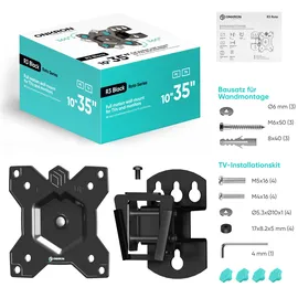 ONKRON TV-Wandhalterung R3-B, bis 20 kg, dreh-, neig- & schwenkbar, 10-35 Zoll