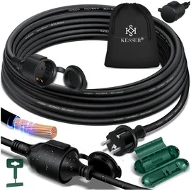 Kesser KESSER® Verlängerungskabel mit Schutzkappe Outdoor - für Innenbereich Außenbereich - Verlängerung Stromkabel – 230 V IP44 - Schutzkontakt Baustellenkabel Schutzkontaktstecker