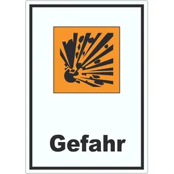 Aufkleber Gefahrensymbol Explosionsgefahr Gefahr A1 (594x841mm)