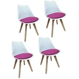 Hti-Living Esszimmerstuhl Atlanta Webstoff pink/weiß 4er Set