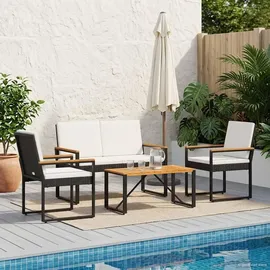 vidaXL Gartenmöbel Set 4-tlg. Schwarz/Cremeweiß
