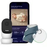 Owlet Dream Sock + Cam 2 - Pulsoximeter, Liveübertragung der Sauerstoffsättigung, Herzfrequenz -und des Schlafverhaltens (Bedtime Blue Set)