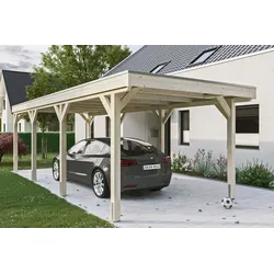 Einzelcarport SKANHOLZ "Grunewald", beige (natur), H: 289cm, Carports, mit EPDM-Dach