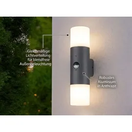 meineWunschleuchte Außenwandleuchte schwarz 33,0 cm inkl. Bewegungsmelder