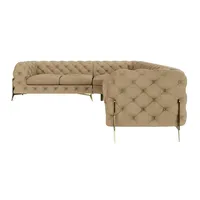 s-style möbel S-STYLE Chesterfield Ecksofa Natalie - beige Samt, langer Schenkel rechts