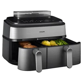 Philips 5000 Series Steam Airfryer Dual Basket NA555/00 Silber/Edelstahl