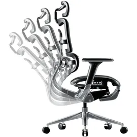 Diablo Chairs Diablo V-Master Bürostuhl Ergonomisch Schreibtischstuhl Fußstütze Mesh 3D Armlehnen Kopfstütze Sitz Verstellbar Flexible Lendenwirbelstütze (Schwarz)