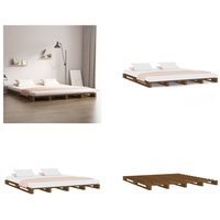 vidaXL Palettenbett Honigbraun 150x200 cm Massivholz - Palettenbett - Palettenbetten - Paletten Bett - Paletten Betten