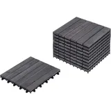 Terrassenfliesen Grau Zertifiziertes Akazienholz Wetterbeständig Wetterfest Outdoor Klickfliesen Gartenfliesen Holzfliesen für Garten