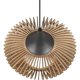 Trio Colino 1-flg. Ø40cm rund Holz natur, Metall schwarz matt