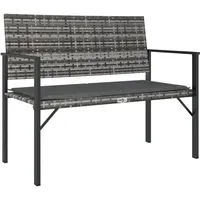 VidaXL Gartenbank 2-Sitzer mit Kissen Grau Poly Rattan