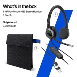 HP Poly Mission 625 kabelgebunden USB-C, USB-A mit Geräuschunterdrückung Schwarz