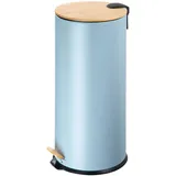 Echtwerk Tretabfalleimer Skandi Look, Abfalleimer, Mülleimer, robuster Eisenkorpus mit Bambusdeckel, Soft Close Funktion, Maritim, Fassungsvermögen 30 Liter