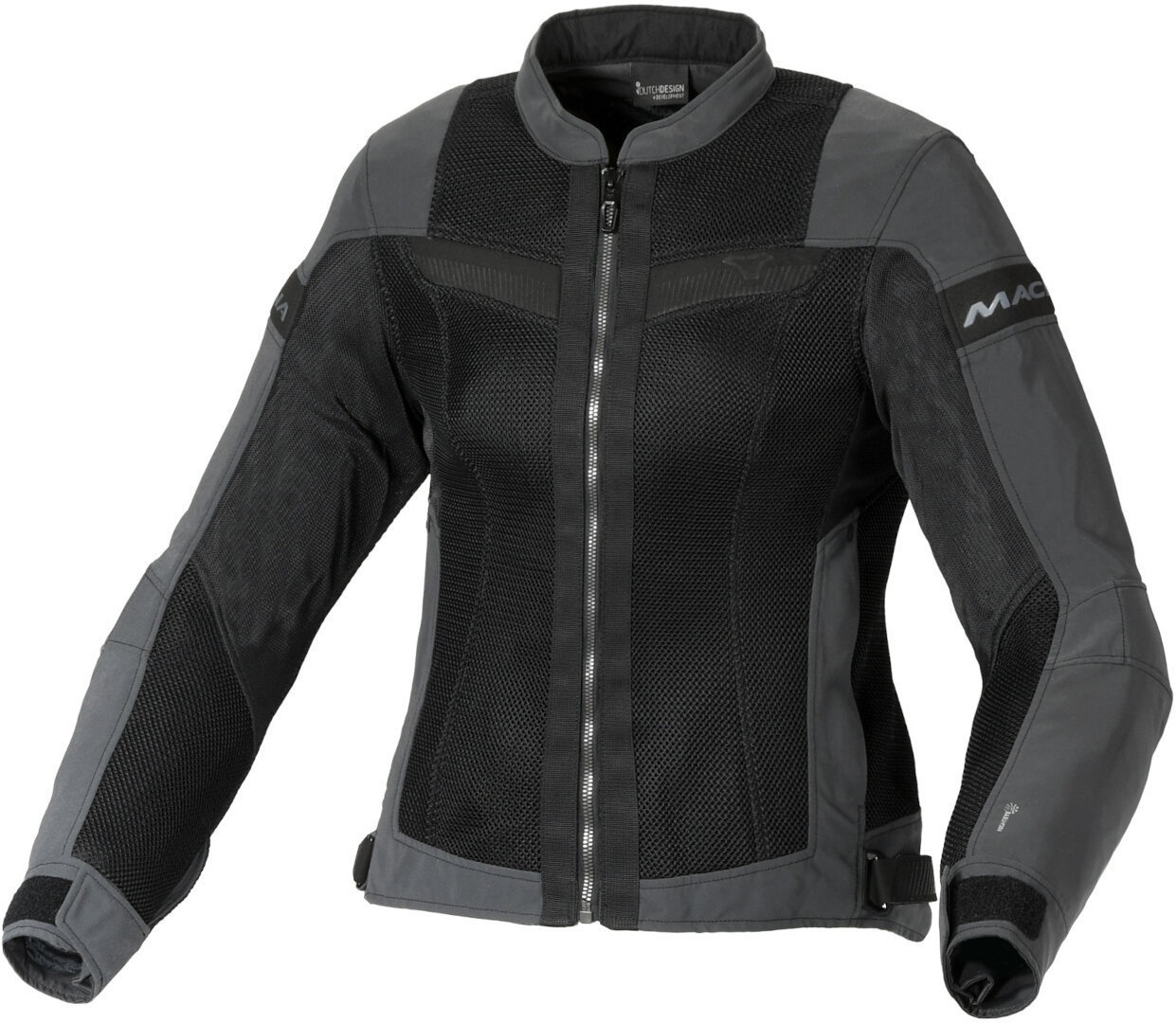 Macna Velotura NightEye Dames Motorfiets Textiel Jas, zwart-grijs, S Voorvrouw