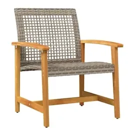 vidaXL Gartenstühle 2 Stk. Grau Poly Rattan und Akazienholz