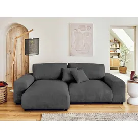 best mobilier Lisa Design Garance ecksofa beidseitig montierbar - 4-sitzer aus cord – dunkelgrau