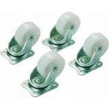 TOOLTECH 4 x Lenkrolle Nylon 40 mm weiß