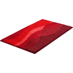 Badematte GRUND "Hills", rot (rubin), H:20mm, Polyacryl, Badematten, Badematte im Wellen-Design, mehrfarbiges Muster