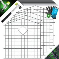 Kesser KESSER® Teichzaun Gartenzaun Steckzaun Komplettset Metall Zaunelemente Inkl. Hammer + Befestigungsstäben, Zaun zum stecken für Garten, Oberbogen Rund Gitterzaun Set Freigehege für Hunde