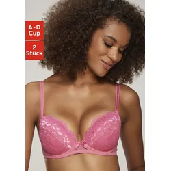 Balconnet-BH PETITE FLEUR, Damen, Gr. 85, Cup A, pink (pink, weiß), Spitze, Microtouch, Obermaterial: 90% Polyamid, 10% Elasthan, klassisch, BHs, mit hübscher Spitze, Dessous