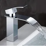 Lospitch Wasserfall Waschtischarmatur Wasserhahn Bad Chrom waschamatur waschbecken Wasserhahn Waschbecken für Badezimmer, Einhandmischer Waschbeck...