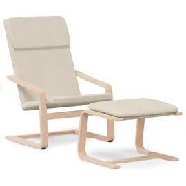 vidaXL Relaxsessel mit Hocker Stoff 82 x 98 x 82 cm Creme