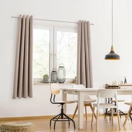 Blumtal Verdunklungsvorhänge 2er Set - Thermovorhang Hitzeschutz - Vorhang Blickdicht mit Ösen - Gardinenschals mit Schlaufen - Curtain - Gardinen 175x140cm - Gardienenschalset 2er - Vorhang Taupe